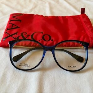Max & Co. Elegant Blue Glasses with Red Pouch